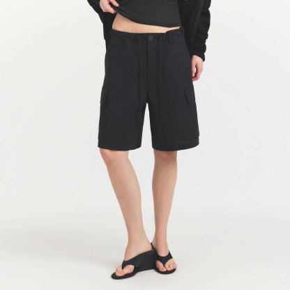 WOVEN COTTON OVERSIZED CARGO SHORT - ONYX - image 2