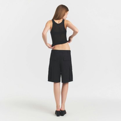 WOVEN COTTON OVERSIZED CARGO SHORT - ONYX - image 4