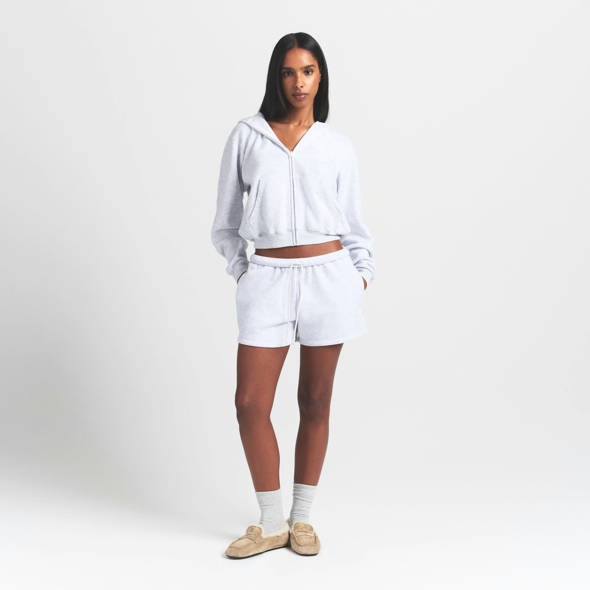 COTTON FLEECE CLASSIC SHORT - LIGHT HEATHER GREY