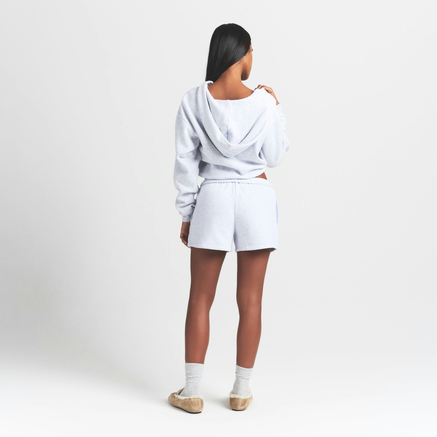 COTTON FLEECE CLASSIC SHORT - LIGHT HEATHER GREY - image 3