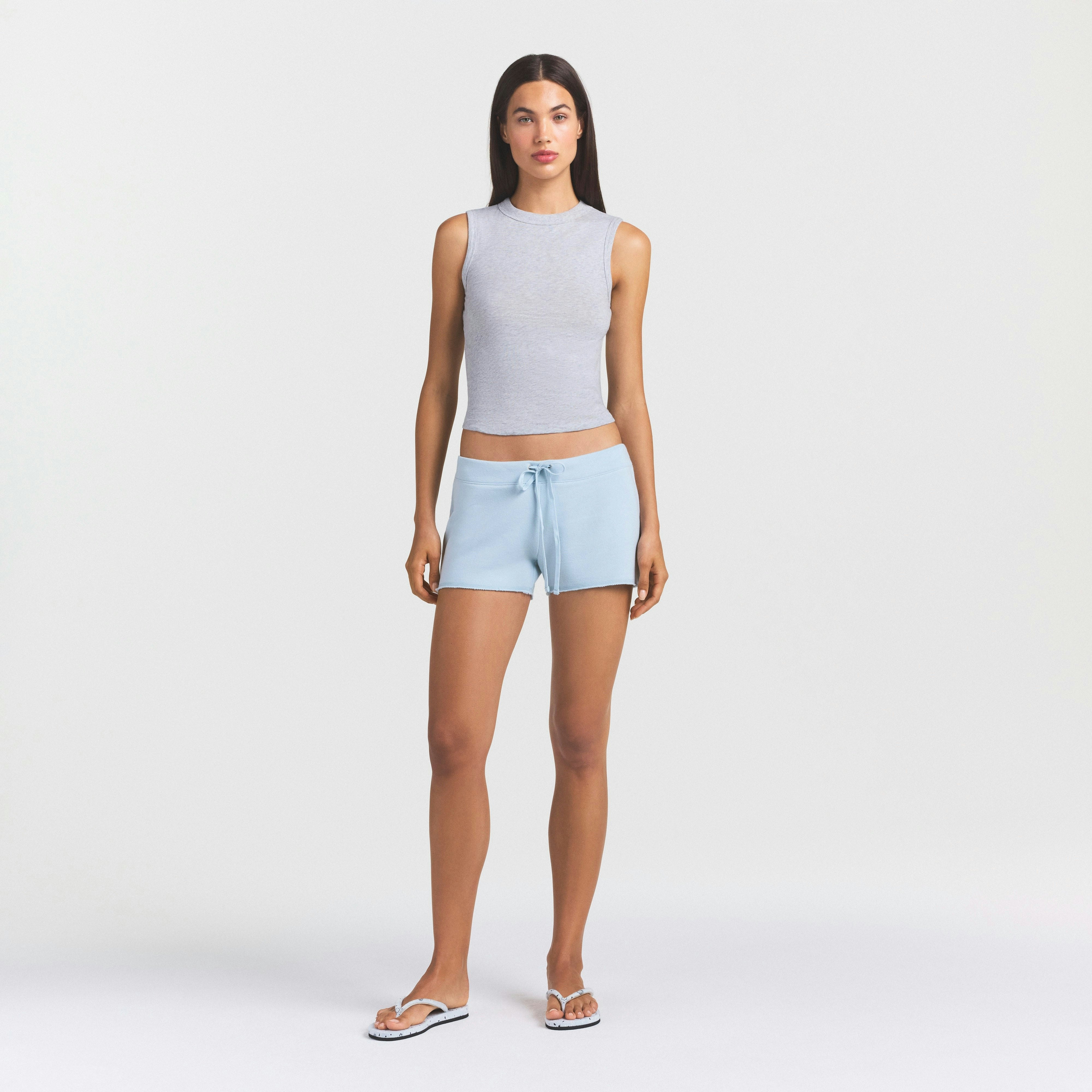 DRAPEY FRENCH TERRY SHORT - POWDER BLUE