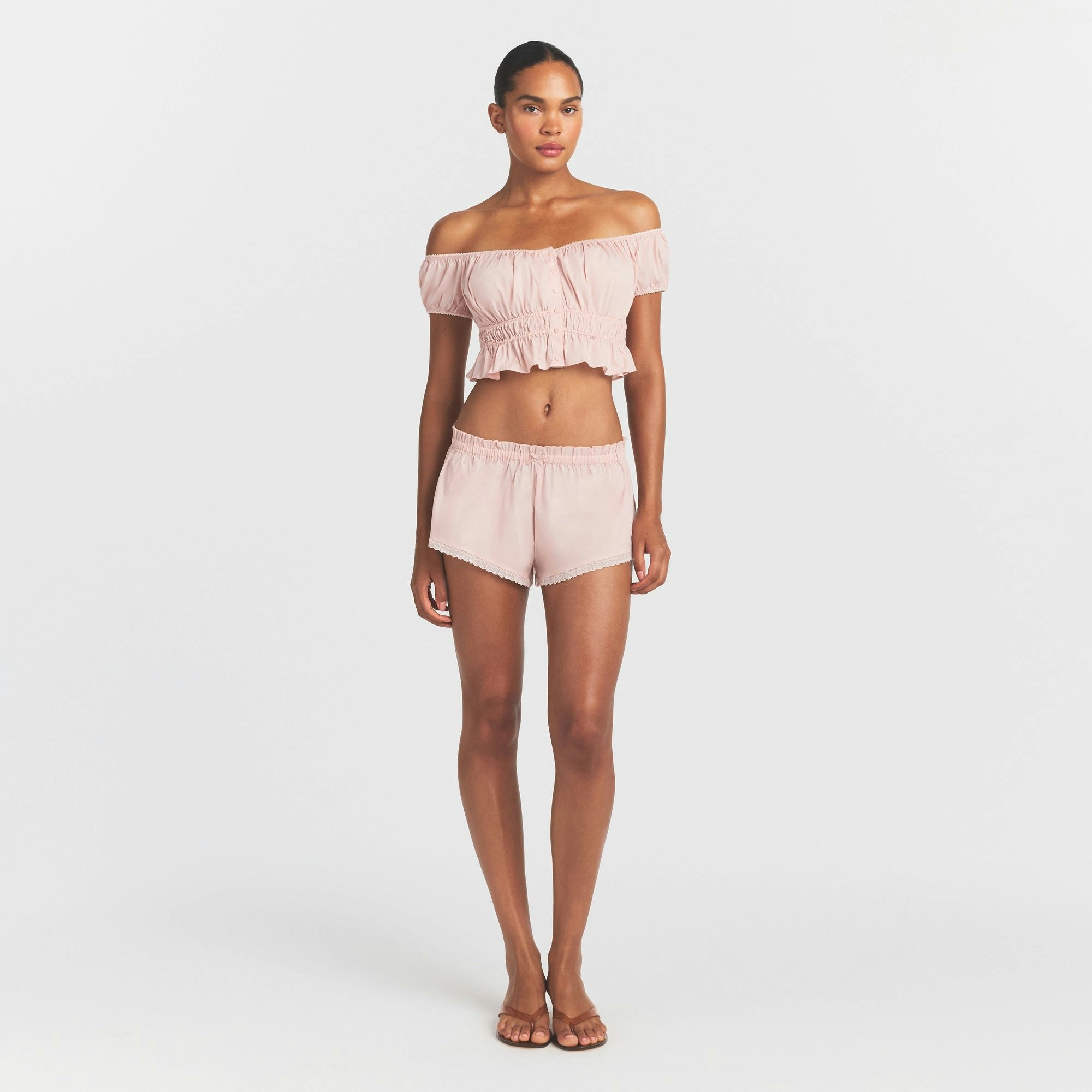 POPLIN APPAREL SHORT - DUSTY PINK