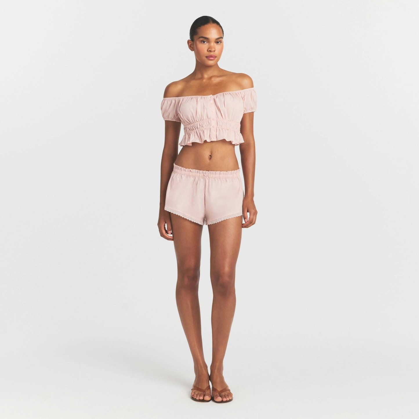 POPLIN APPAREL SHORT - DUSTY PINK