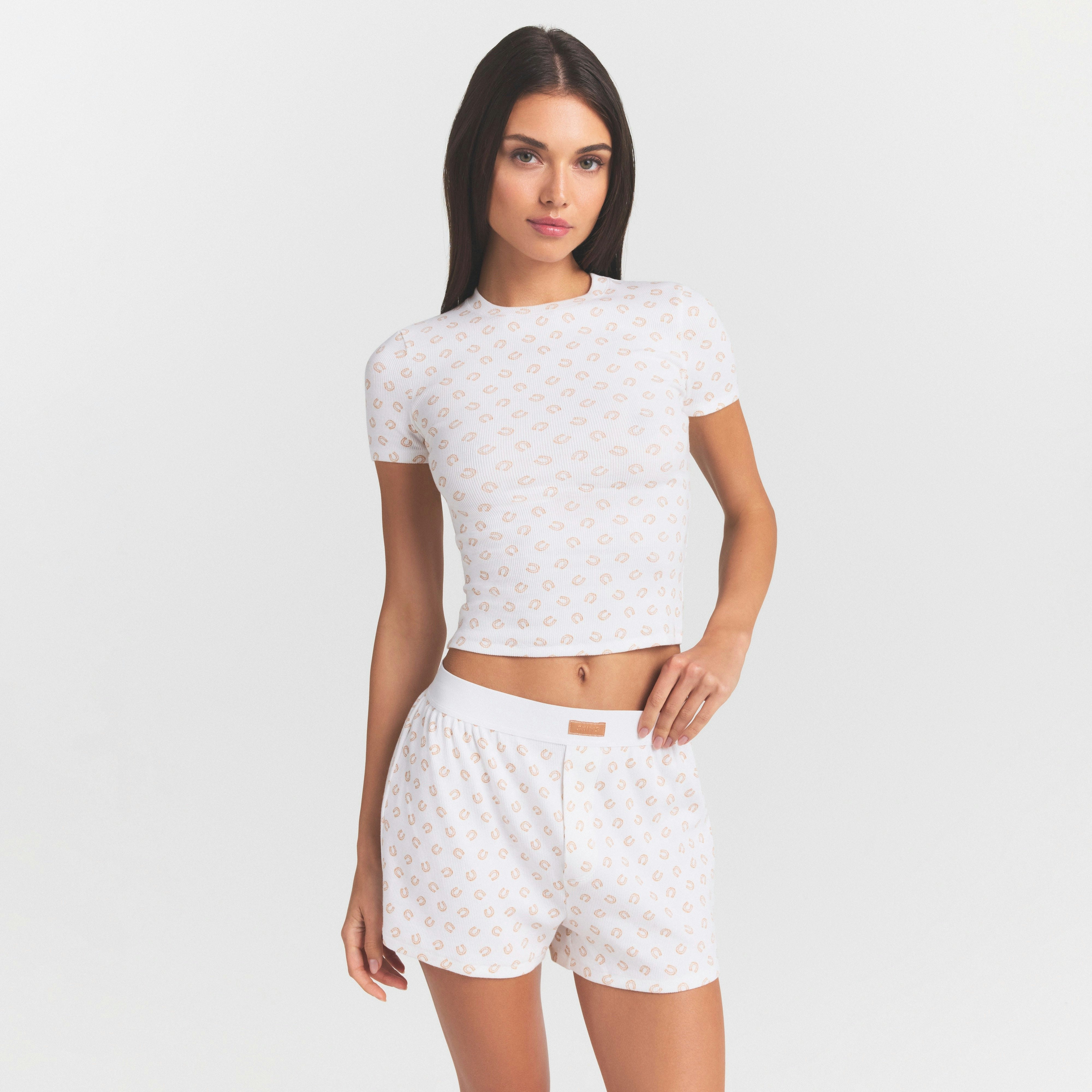 COTTON RIB LOOSE BOXER - OCHRE HORSESHOE PRINT - image 19