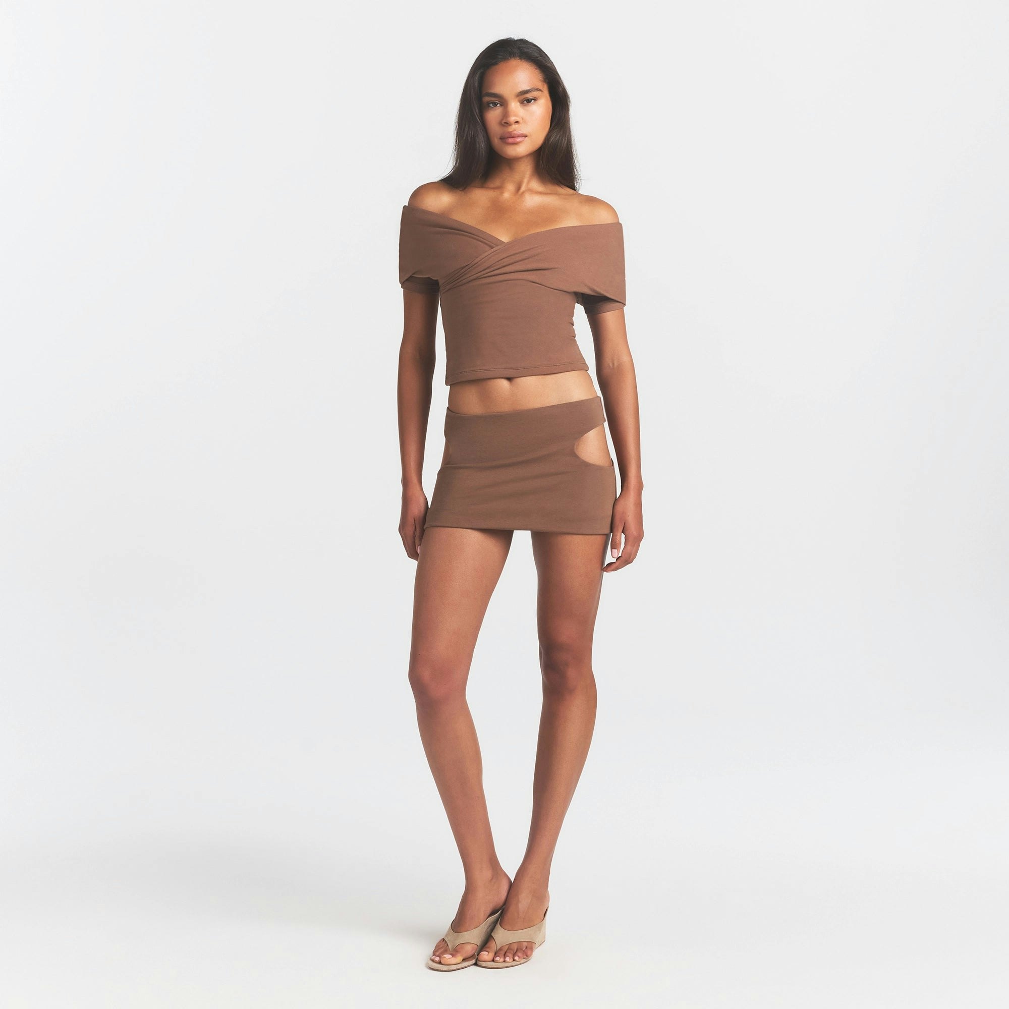 COTTON JERSEY CUT OUT MINI SKIRT - JASPER