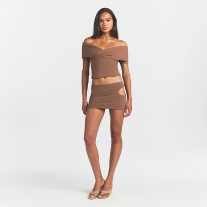 COTTON JERSEY CUT OUT MINI SKIRT - JASPER