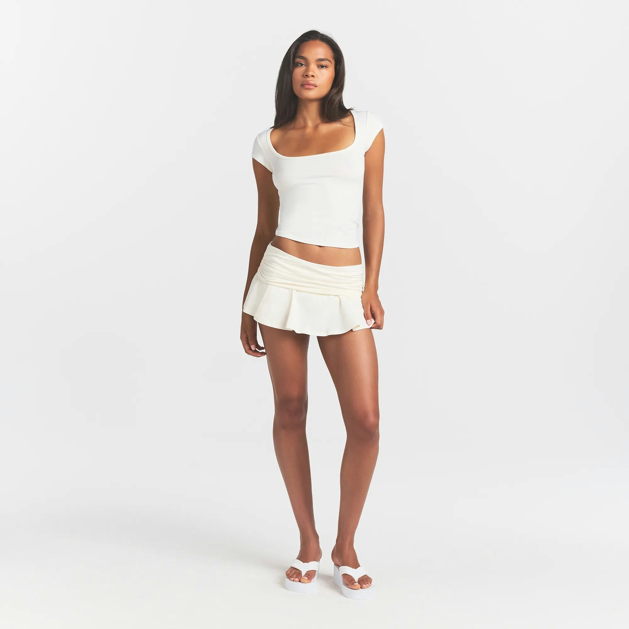 COTTON JERSEY FOLDOVER MINI SKORT - MARBLE - image 5