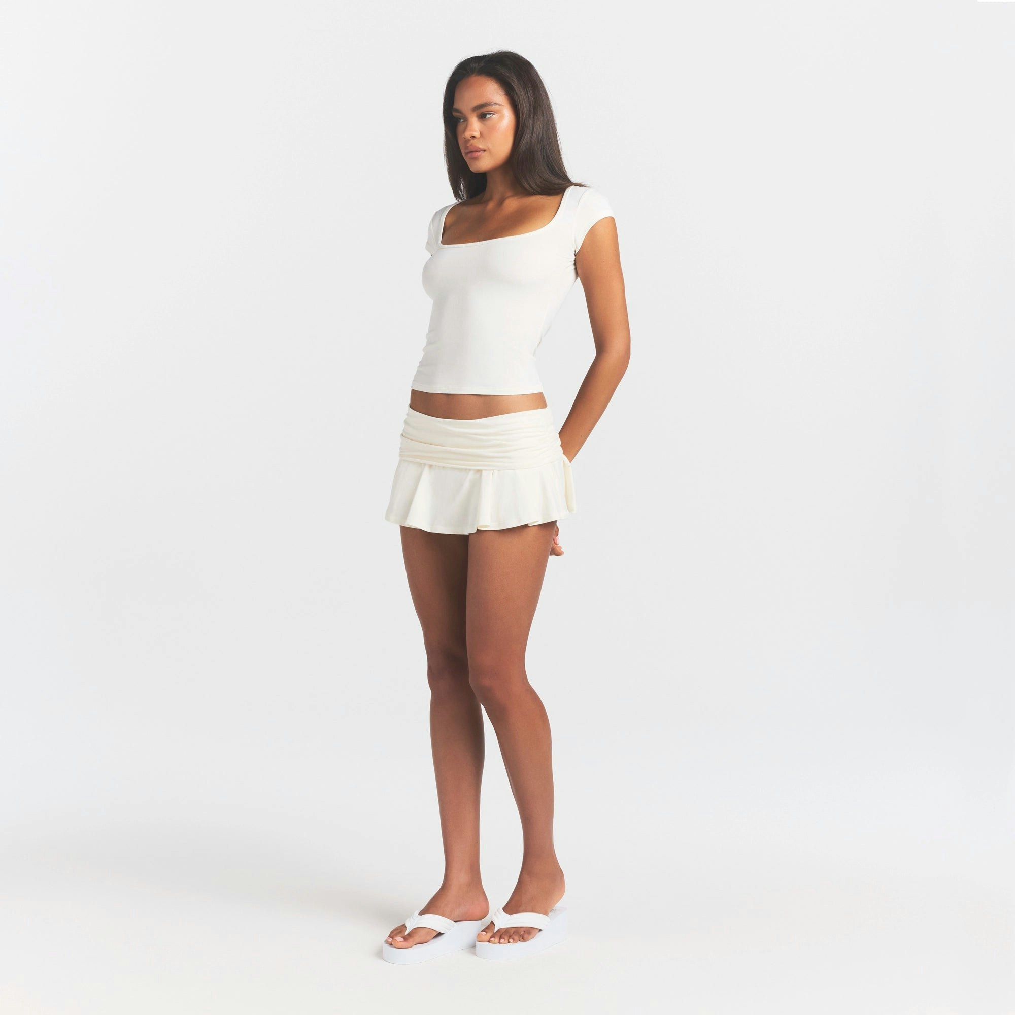 COTTON JERSEY FOLDOVER MINI SKORT - MARBLE - image 8