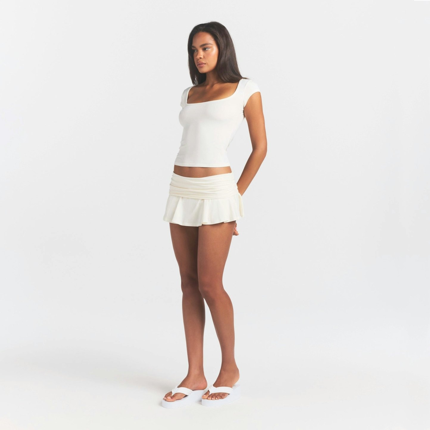 COTTON JERSEY FOLDOVER MINI SKORT - MARBLE - image 8