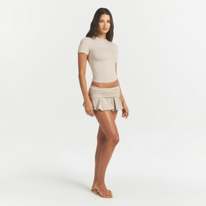 COTTON JERSEY FOLDOVER MINI SKORT - STONE - image 17