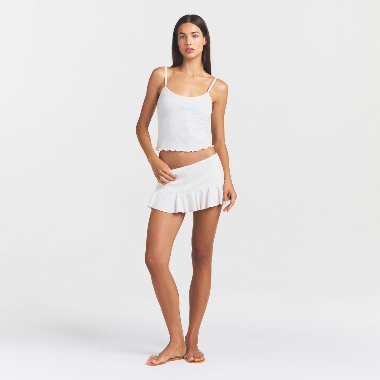 HEAVY POINTELLE MINI SKORT - MARBLE