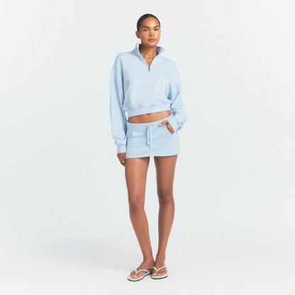 DRAPEY FRENCH TERRY MINI SKIRT - POWDER BLUE - image 12