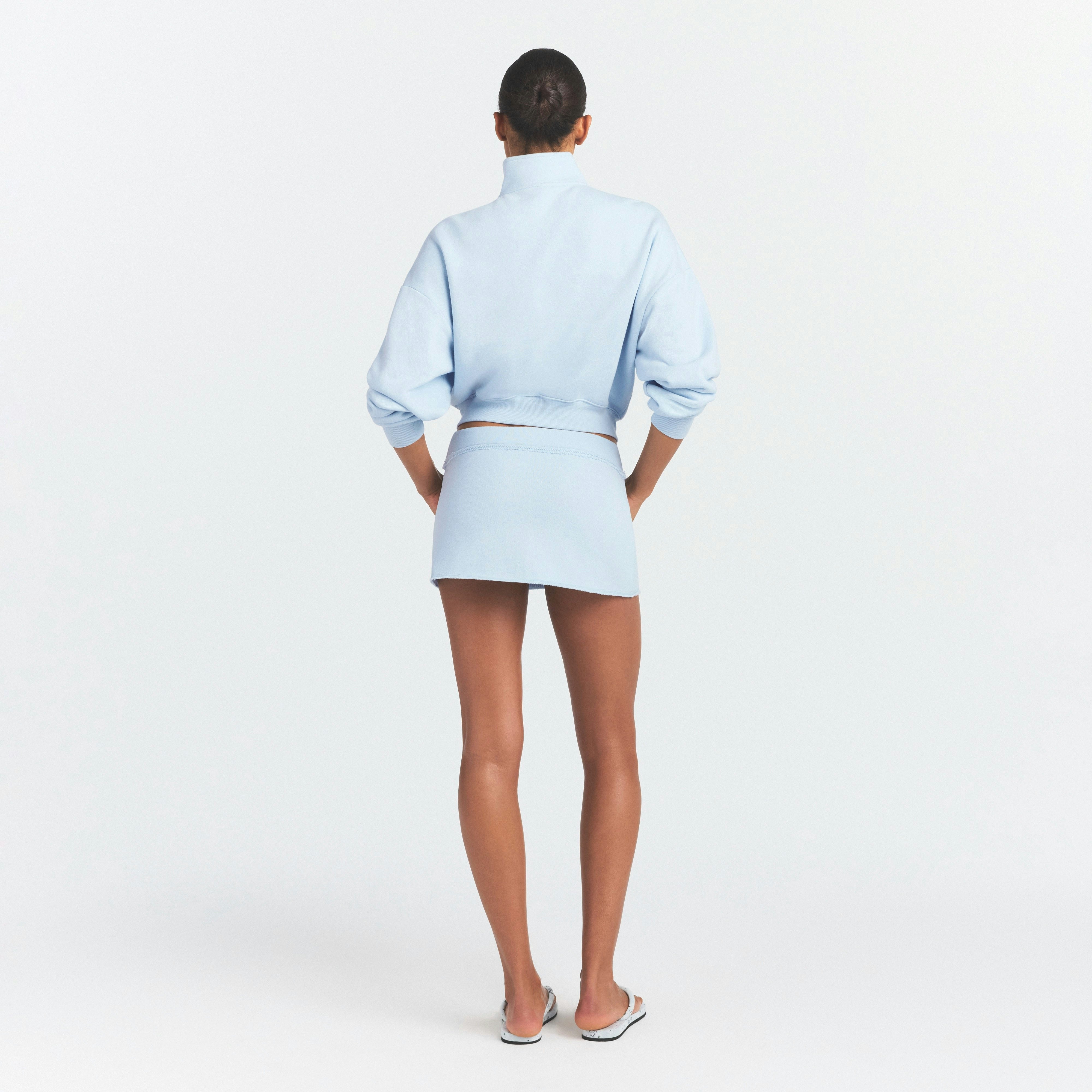 DRAPEY FRENCH TERRY MINI SKIRT - POWDER BLUE - image 14