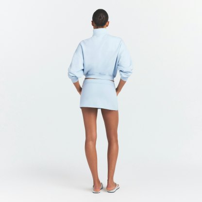 DRAPEY FRENCH TERRY MINI SKIRT - POWDER BLUE - image 14