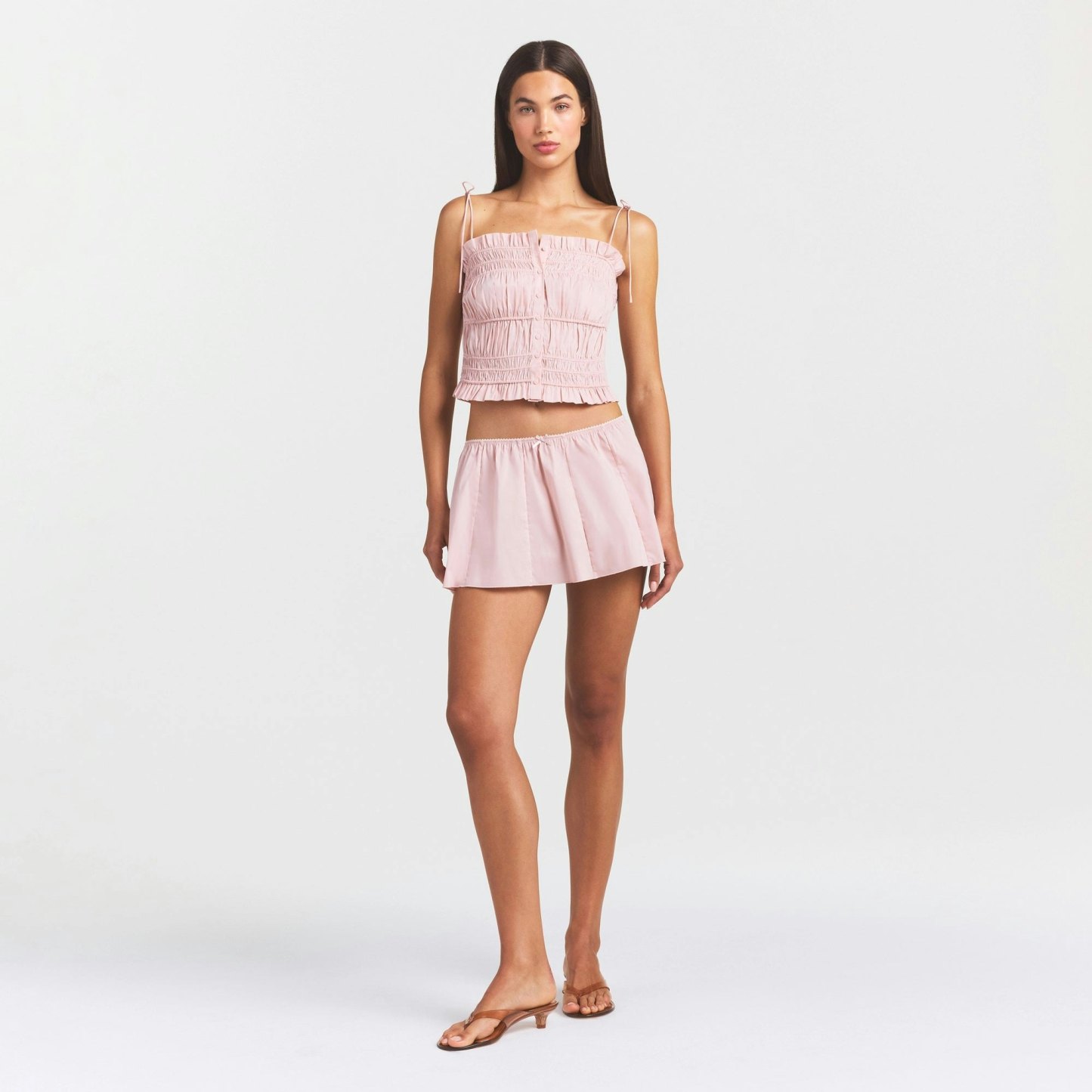 POPLIN APPAREL MINI SKIRT - DUSTY PINK
