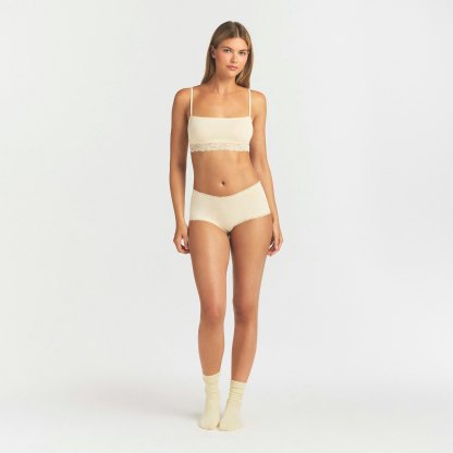 LIGHTWEIGHT COTTON LACE BOY SHORT - BUTTER TONAL