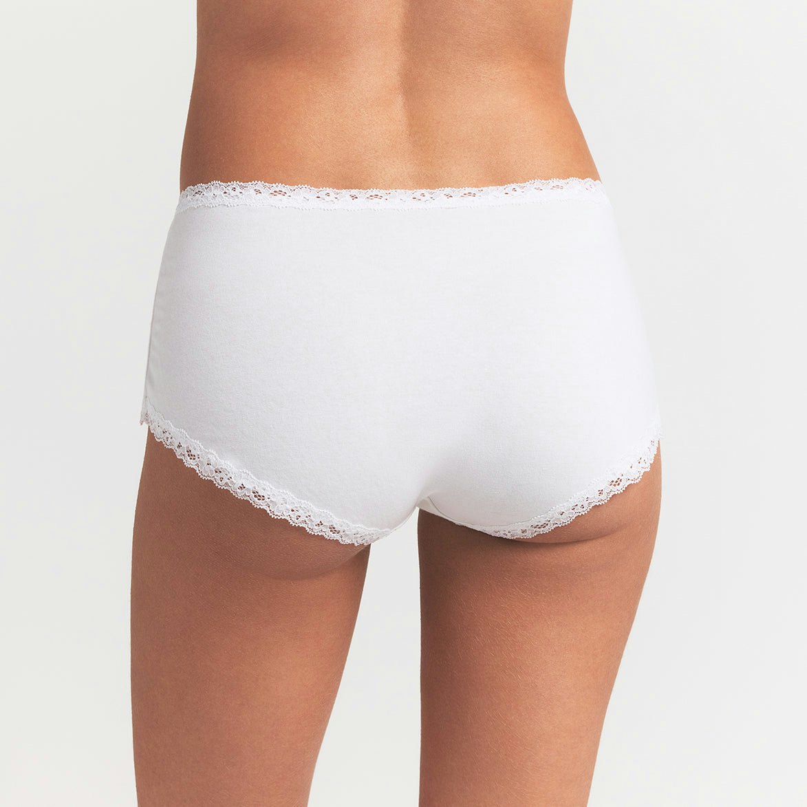 LIGHTWEIGHT COTTON LACE BOY SHORT - SNOW