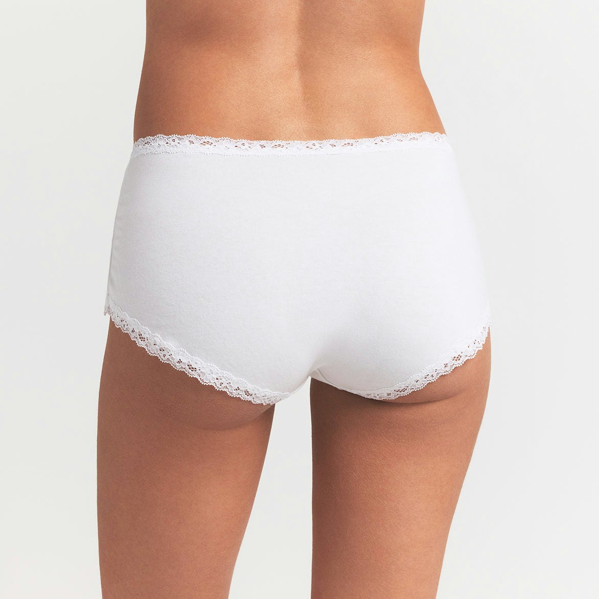 LIGHTWEIGHT COTTON LACE BOY SHORT - SNOW