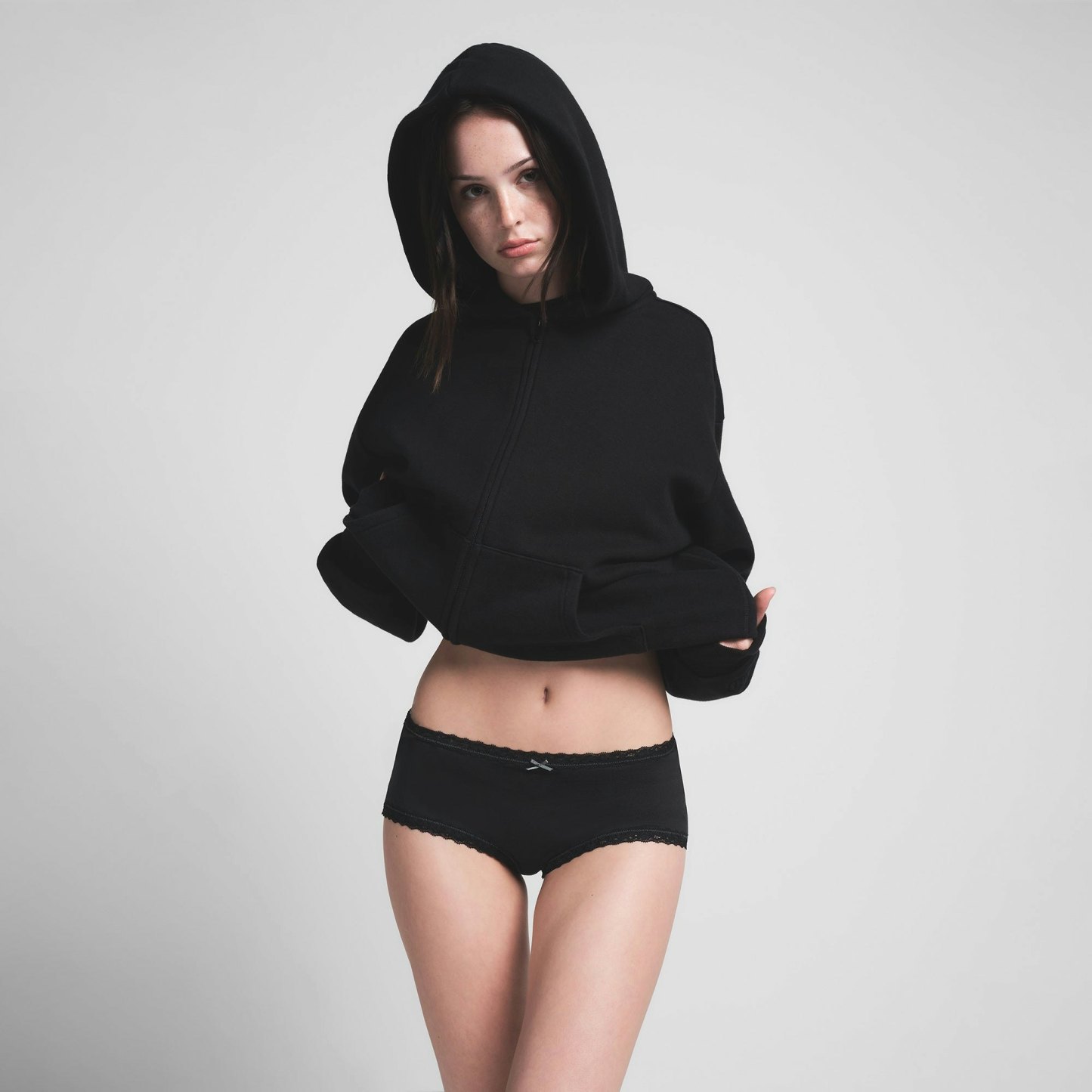 LIGHTWEIGHT COTTON LACE BOY SHORT - SOOT