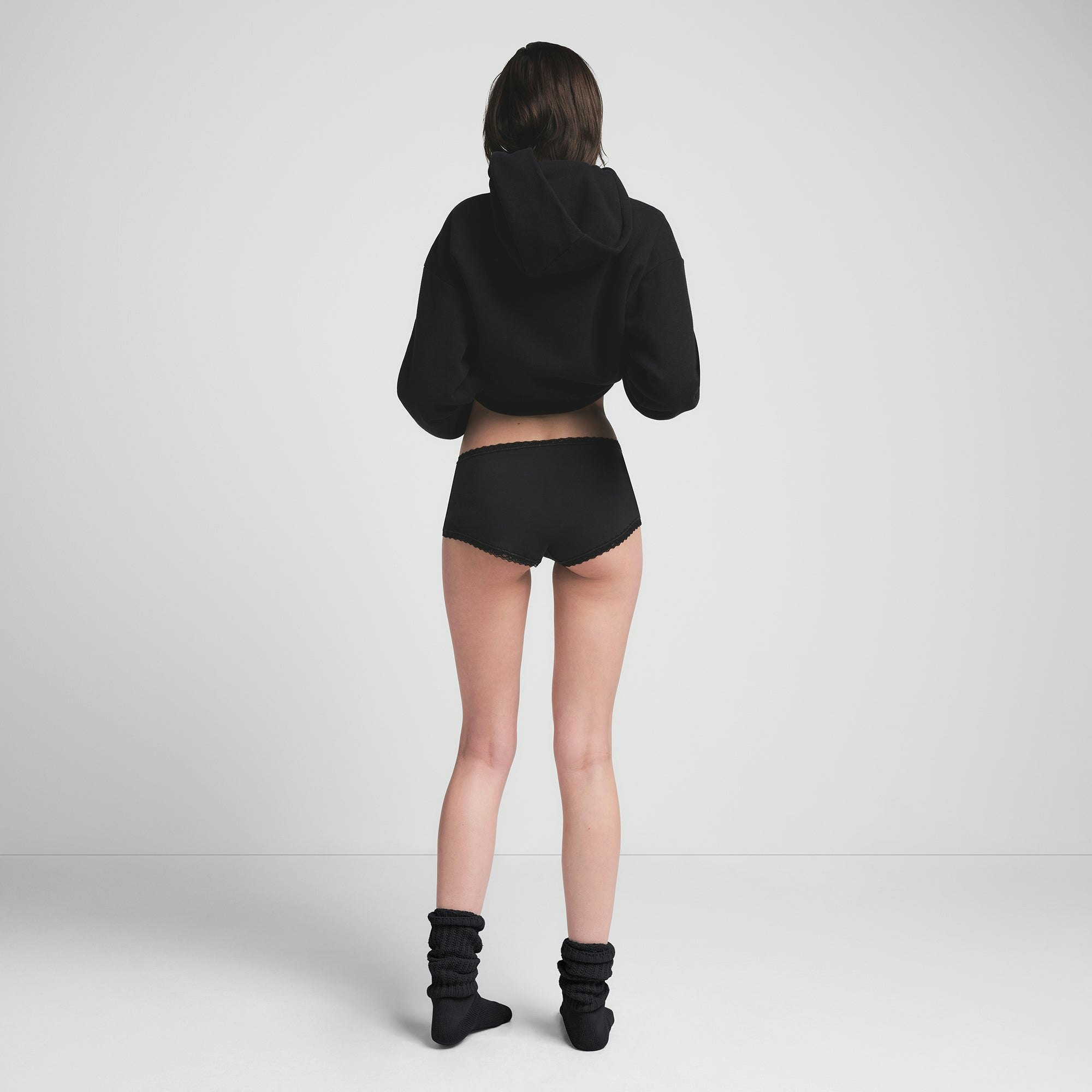 LIGHTWEIGHT COTTON LACE BOY SHORT - SOOT