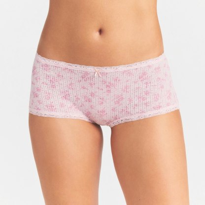 LIGHTWEIGHT COTTON POINTELLE LACE BOY SHORT - BLOOM DAINTY FLORAL