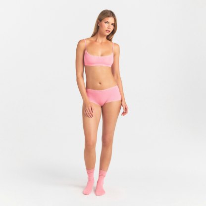 LIGHTWEIGHT COTTON POINTELLE LACE BOY SHORT - MELON TONAL