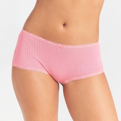 LIGHTWEIGHT COTTON POINTELLE LACE BOY SHORT - MELON TONAL