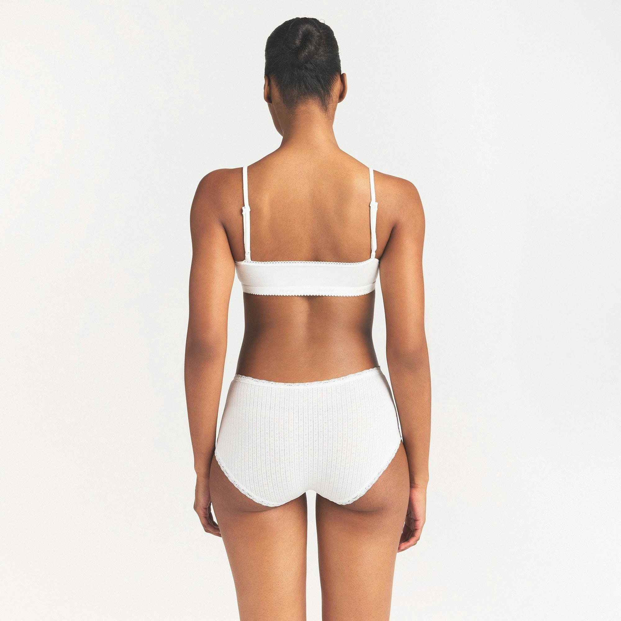 LIGHTWEIGHT COTTON POINTELLE LACE BOY SHORT - SNOW