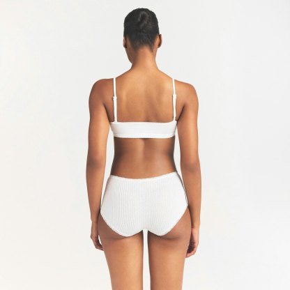 LIGHTWEIGHT COTTON POINTELLE LACE BOY SHORT - SNOW