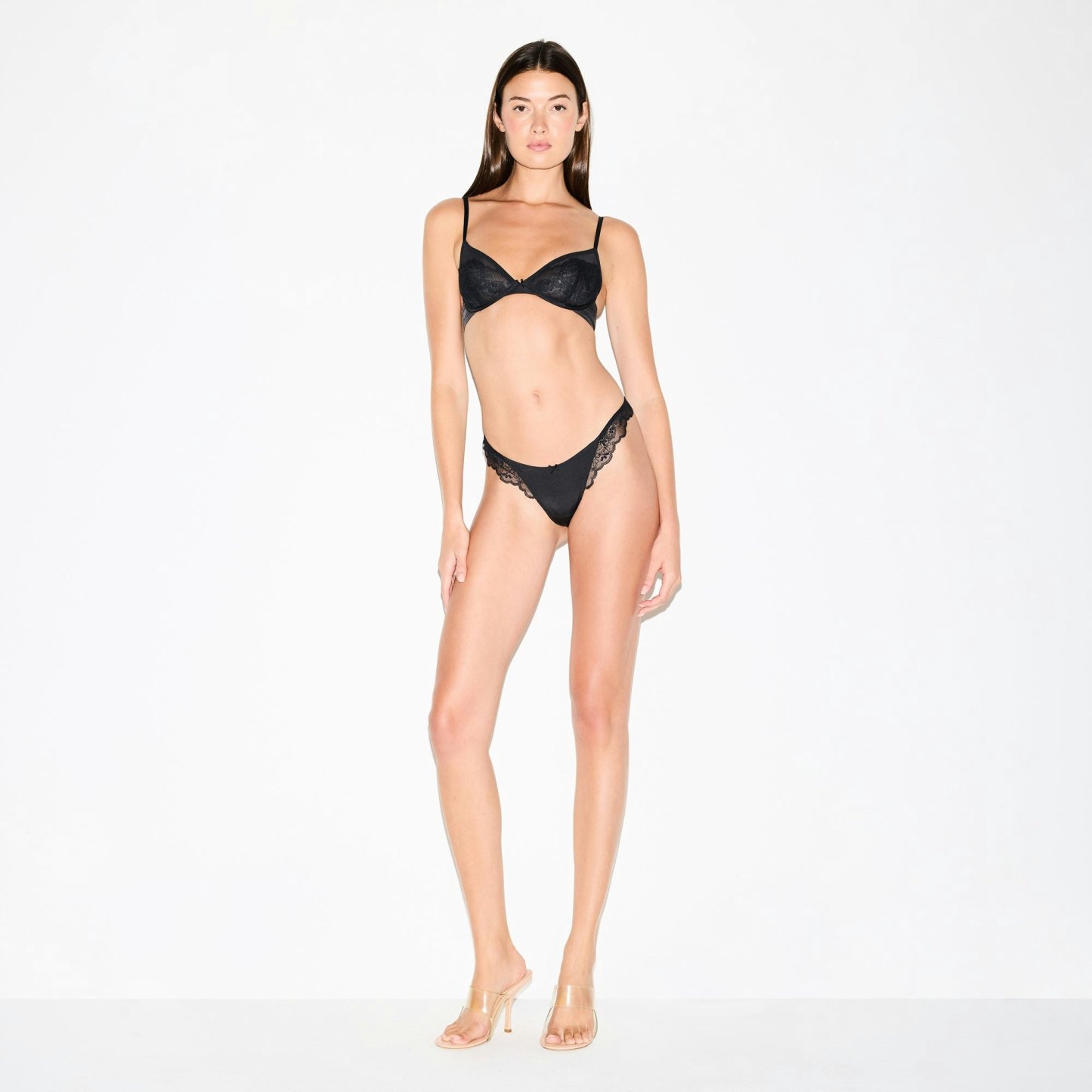 SKIMS LACE UNLINED DEMI BRA - ONYX - image 6
