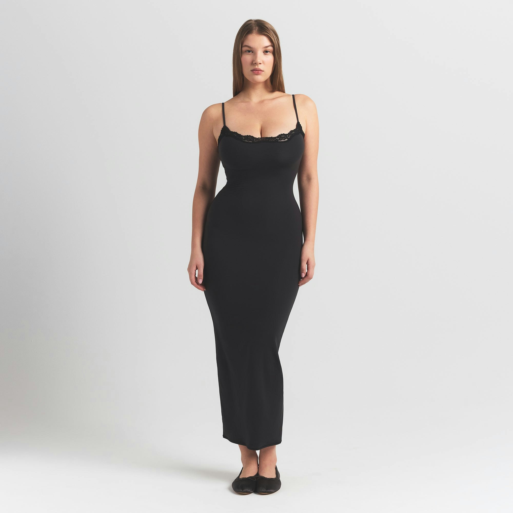 FITS EVERYBODY LACE LONG SLIP DRESS - ONYX