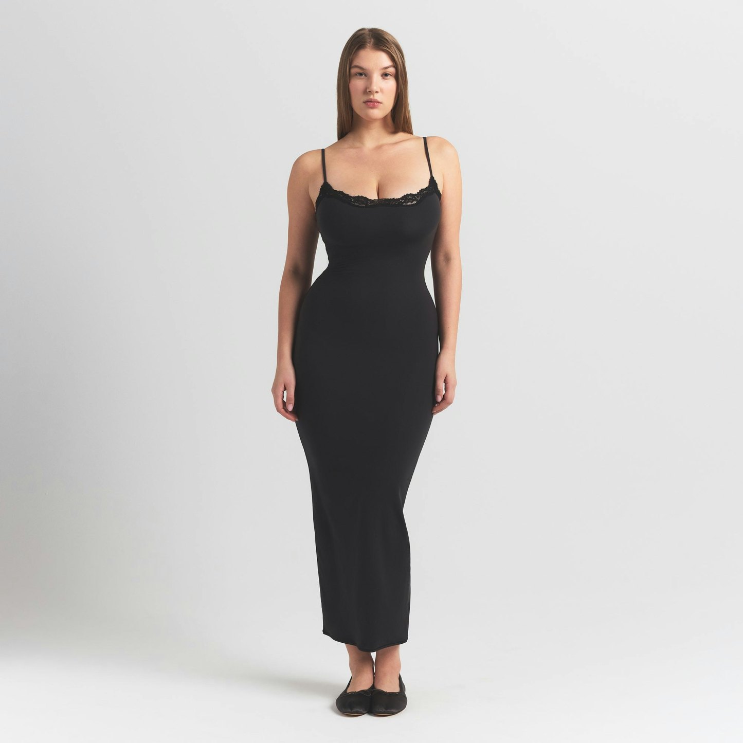 FITS EVERYBODY LACE LONG SLIP DRESS - ONYX