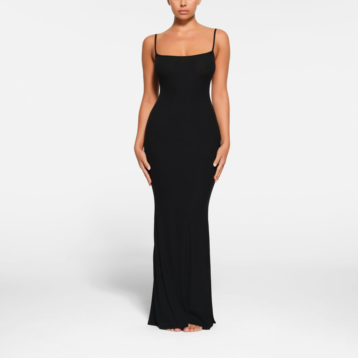SOFT LOUNGE PETITE LONG SLIP DRESS - ONYX