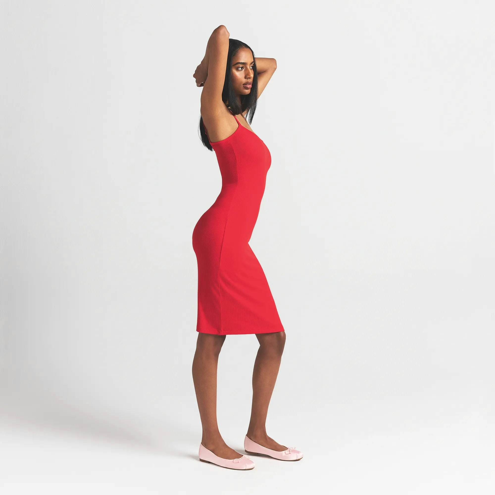 SOFT LOUNGE MIDI SLIP DRESS - CHERRY - image 8