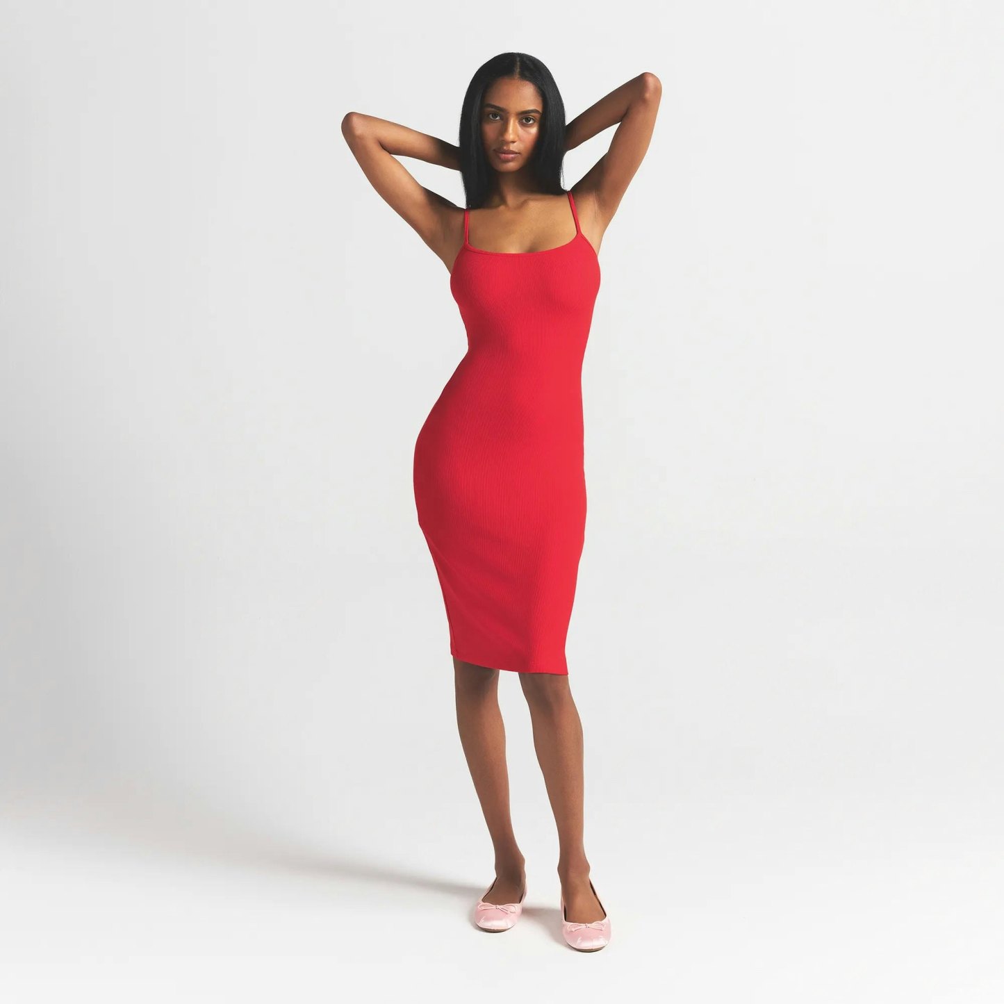 SOFT LOUNGE MIDI SLIP DRESS - CHERRY - image 9