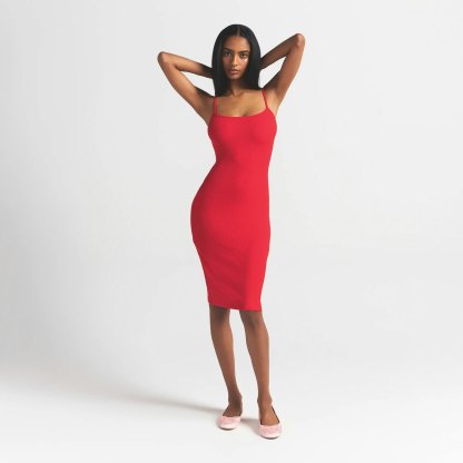 SOFT LOUNGE MIDI SLIP DRESS - CHERRY - image 9