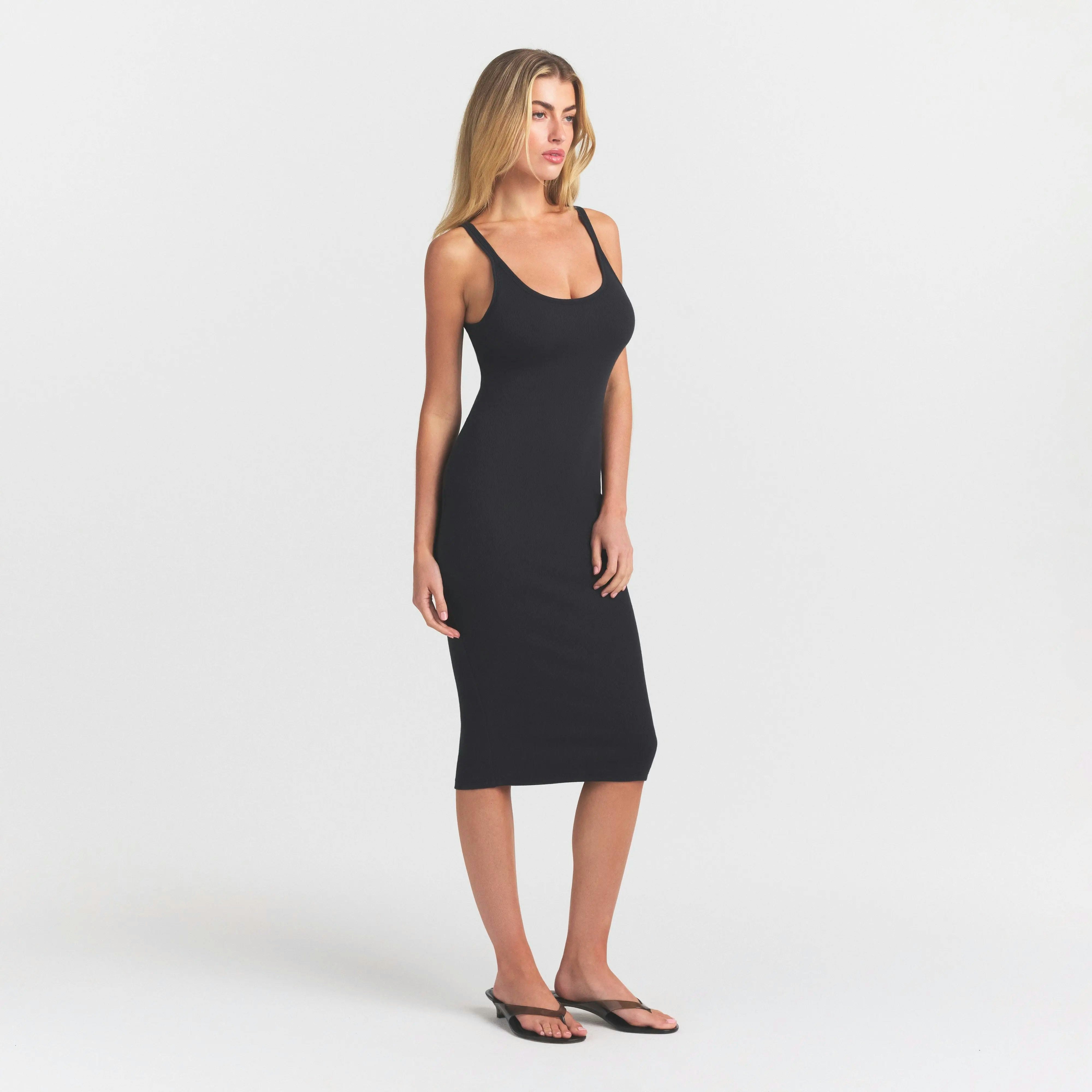 COTTON RIB TANK MIDI DRESS - SOOT - image 4