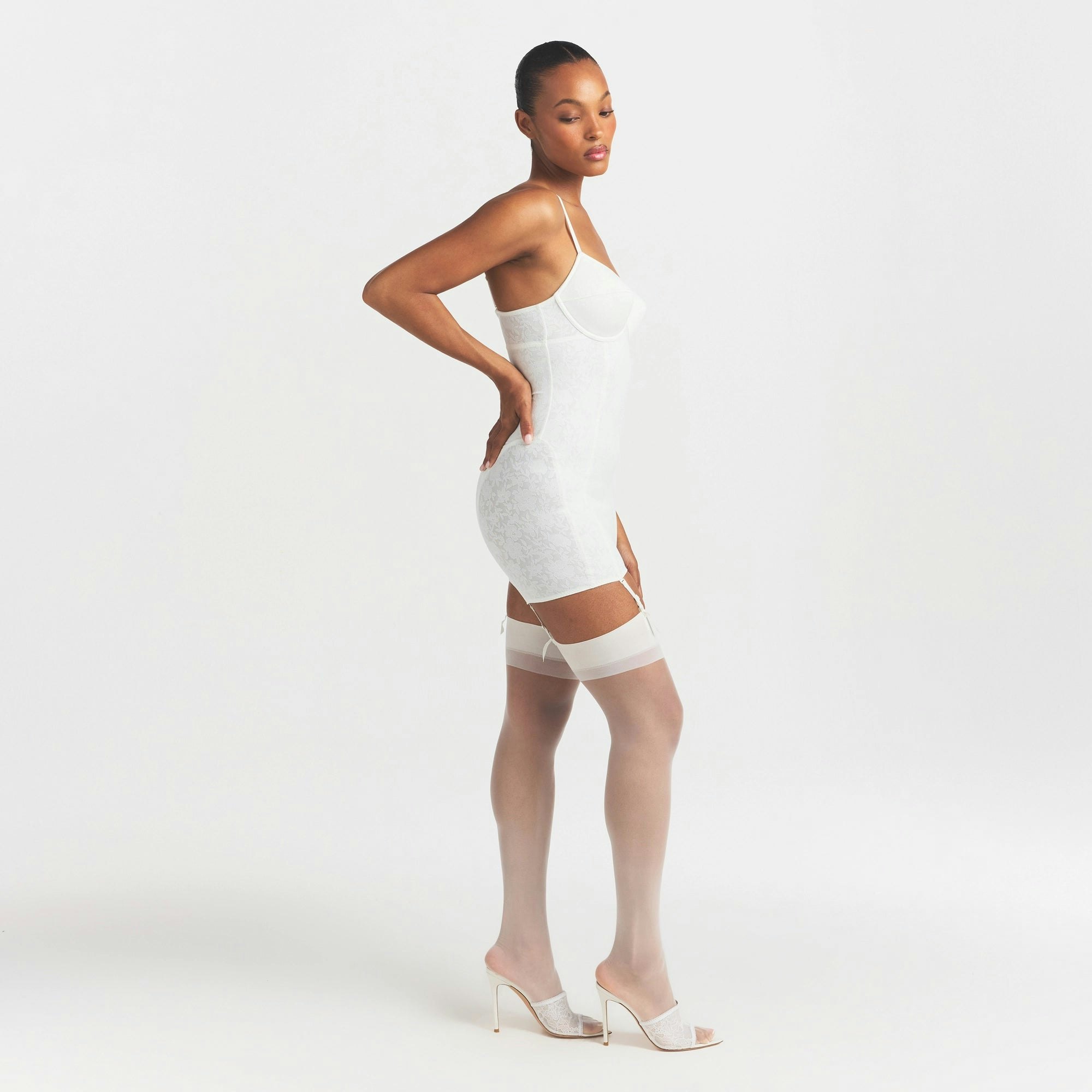 LACE SHAPEWEAR MINI SLIP DRESS - IVORY