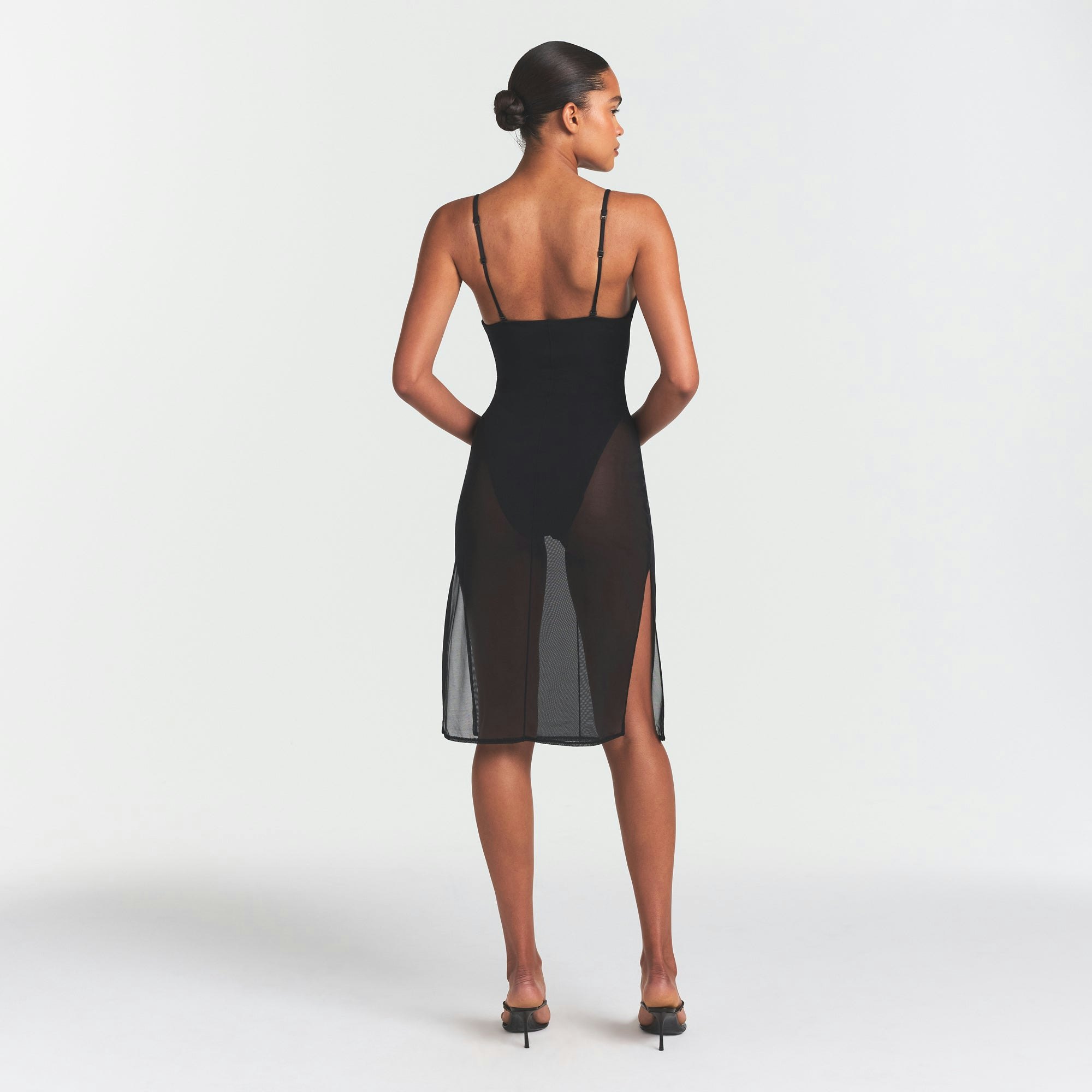 SKIMS BODY MESH PLUNGE MIDI DRESS - ONYX - image 10