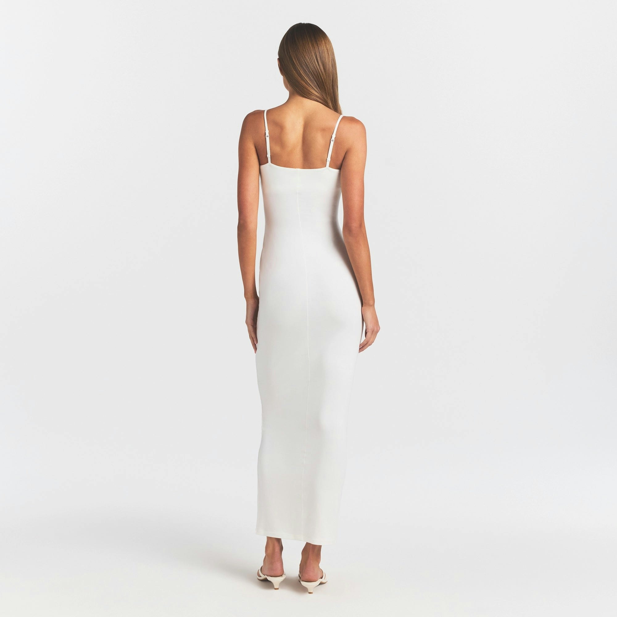 SMOOTH LAYERS SCOOP NECK LONG DRESS - EGRET - image 10