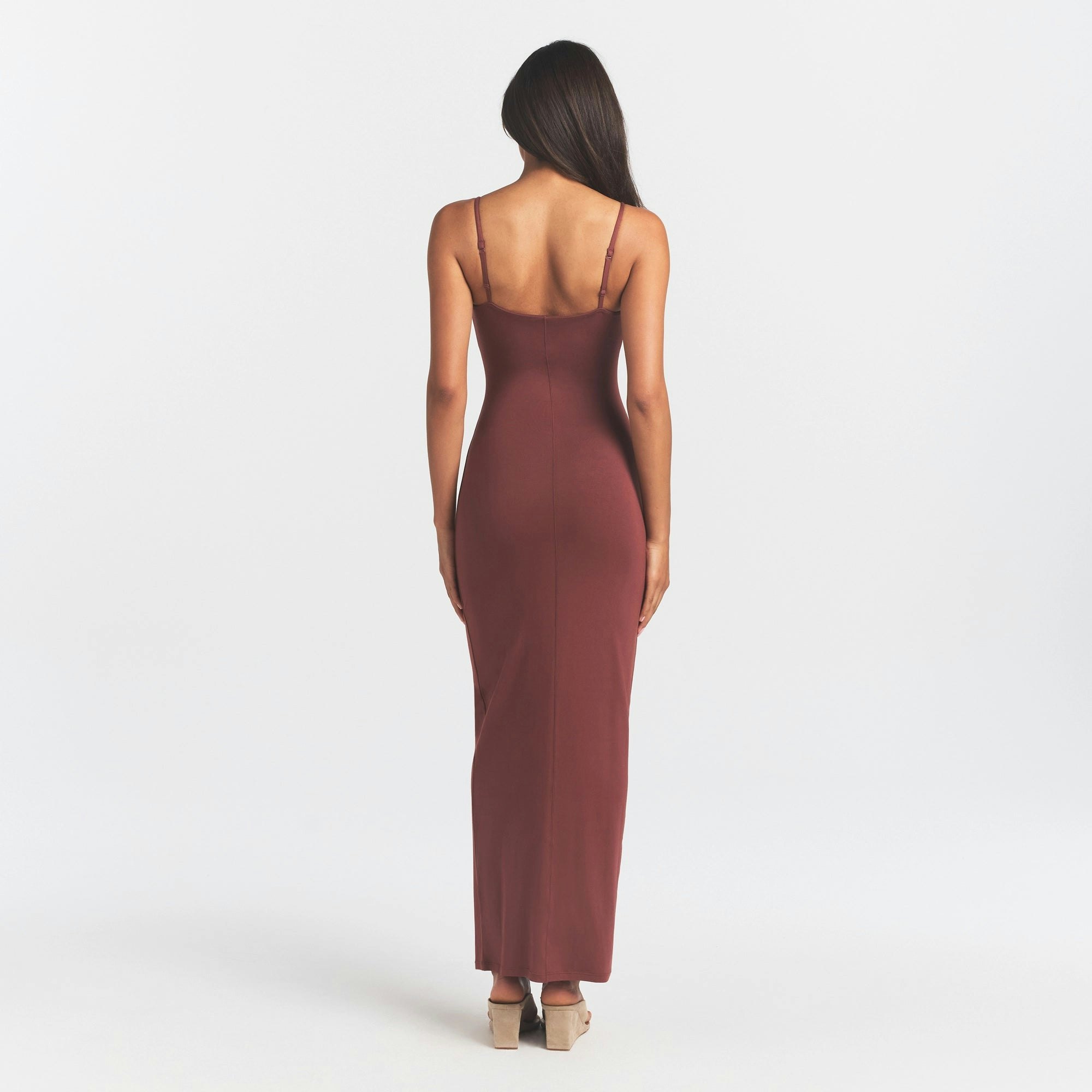 SMOOTH LAYERS SCOOP NECK LONG DRESS - HENNA - image 16