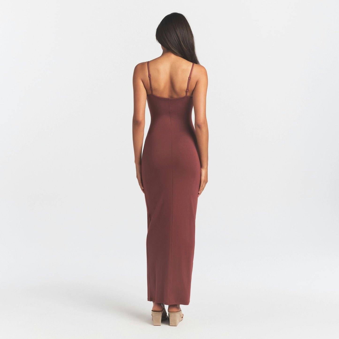 SMOOTH LAYERS SCOOP NECK LONG DRESS - HENNA - image 16