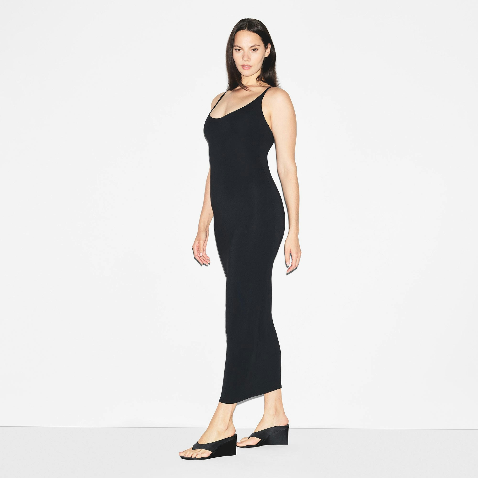 SMOOTH LAYERS SCOOP NECK LONG DRESS - OBSIDIAN - image 4