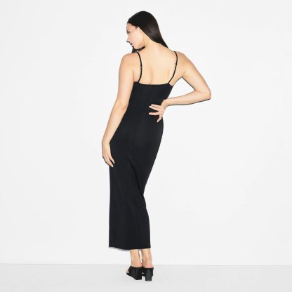 SMOOTH LAYERS SCOOP NECK LONG DRESS - OBSIDIAN - image 3