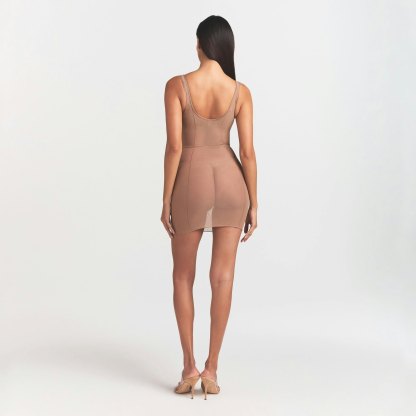 POWER MESH SHAPEWEAR OPEN BUST SLIP DRESS - SIENNA