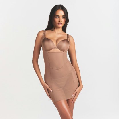 POWER MESH SHAPEWEAR OPEN BUST SLIP DRESS - SIENNA