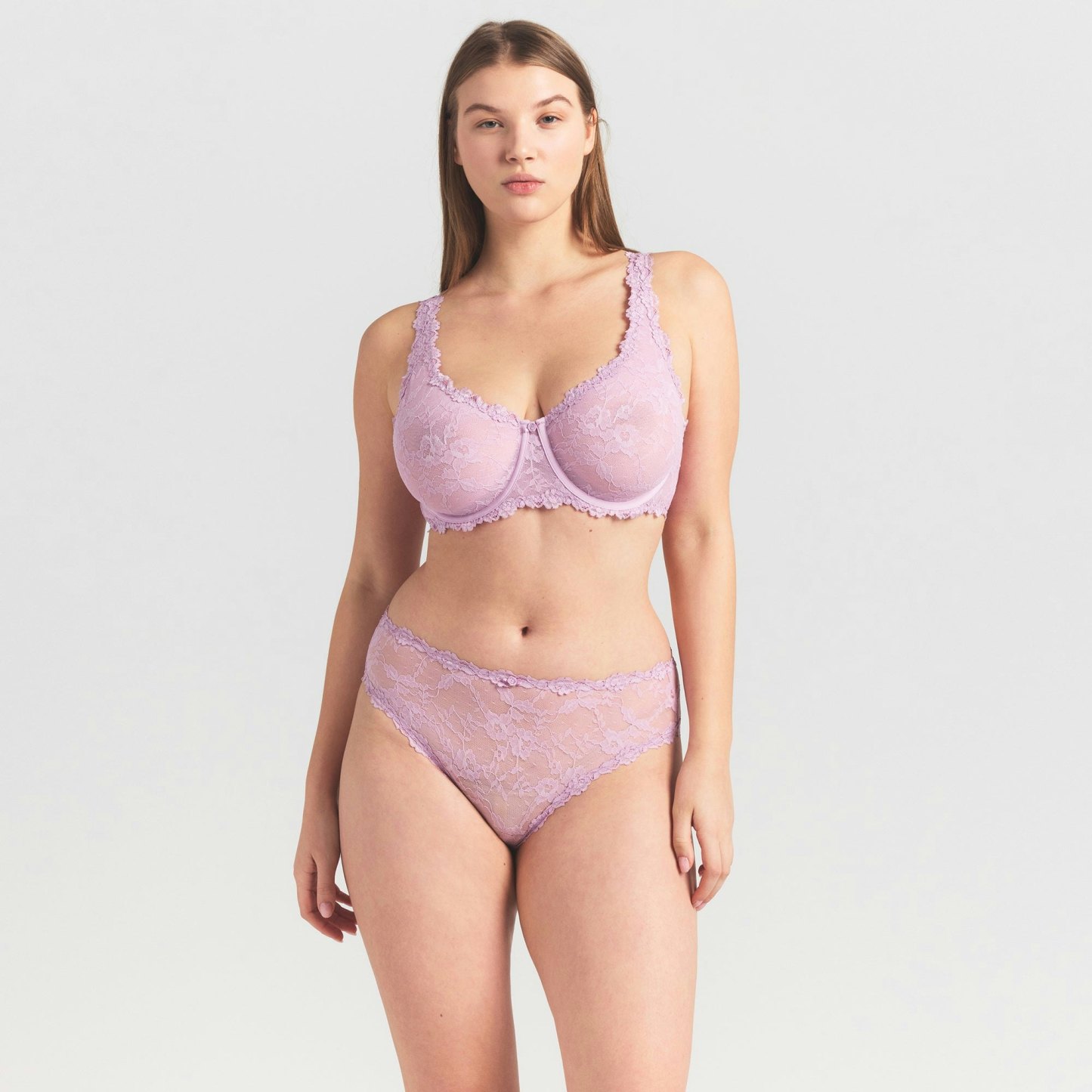 STRETCH LACE UNLINED FULL COVERAGE BRA - BABY PINK - image 8
