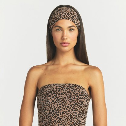 COTTON JERSEY WIDE HEADBAND - SIENNA NATURAL LEOPARD