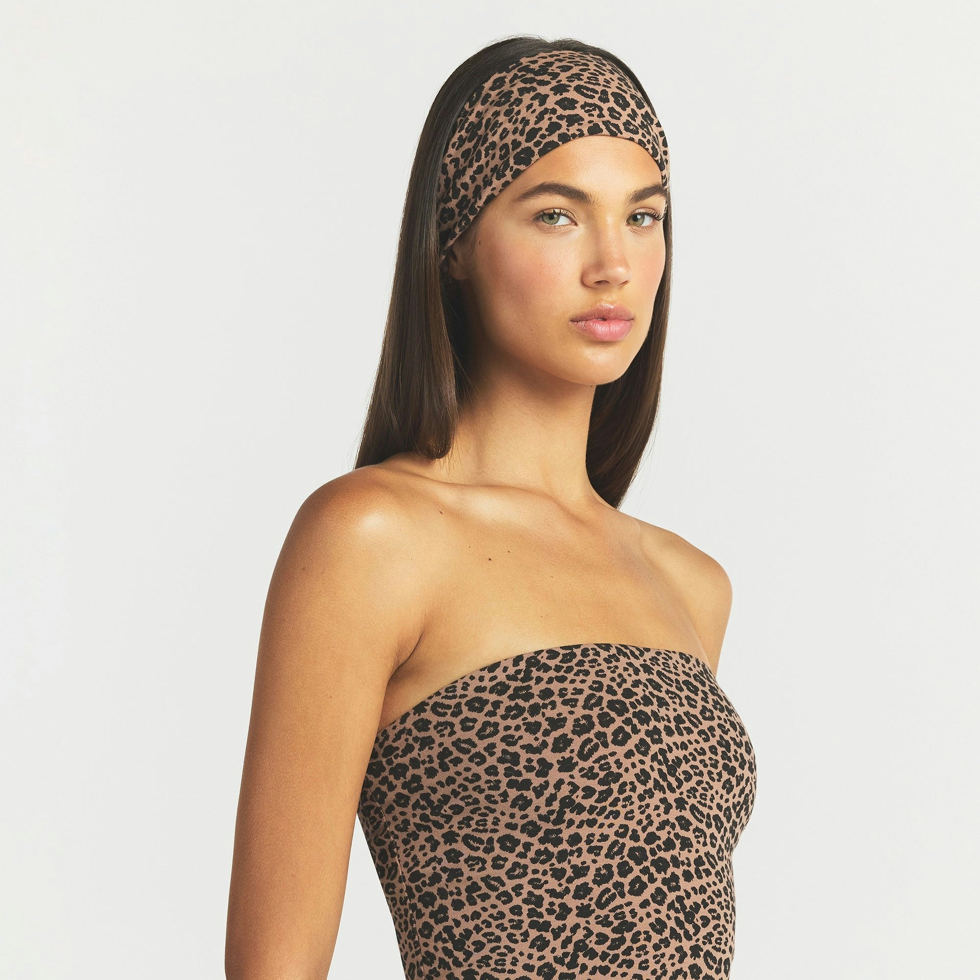 COTTON JERSEY WIDE HEADBAND - SIENNA NATURAL LEOPARD
