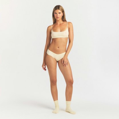 LIGHTWEIGHT COTTON LOGO PICOT HIPSTER - BUTTER TONAL